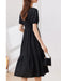 Elegant Black Hepburn Style Pleated Dress for Women - 2024 Summer Office Lady Fashion