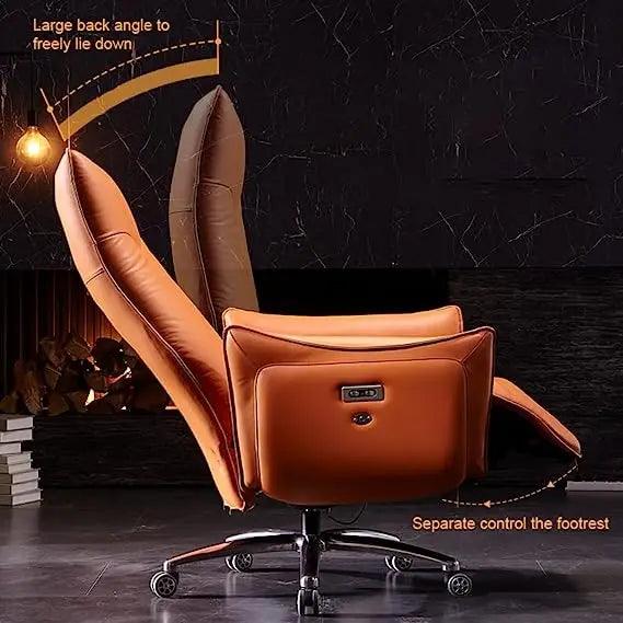 Luxury Cowhide Leather Dual Motor Executive Recliner Office Chair