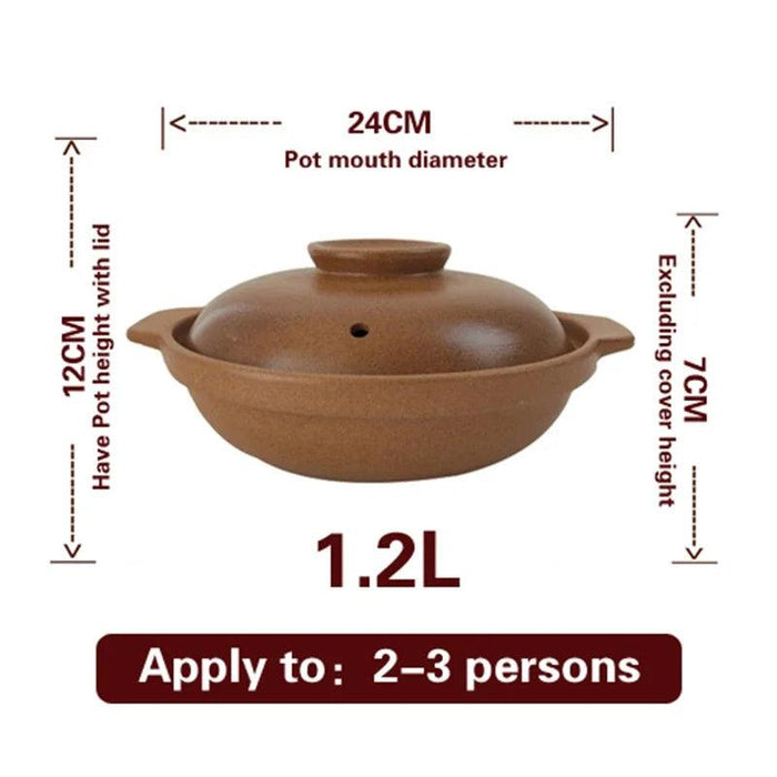 Authentic Chinese Unglazed Clay Casserole - Traditional Stew Pot for Gas Stove Cooking