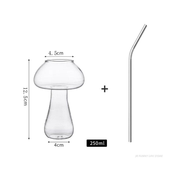 Whimsical Mushroom-Themed Cocktail Glass Set with Straw: Elevate Your Drink Experience