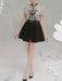 Floral Embroidery Lace Top and Pleated Skirt Set