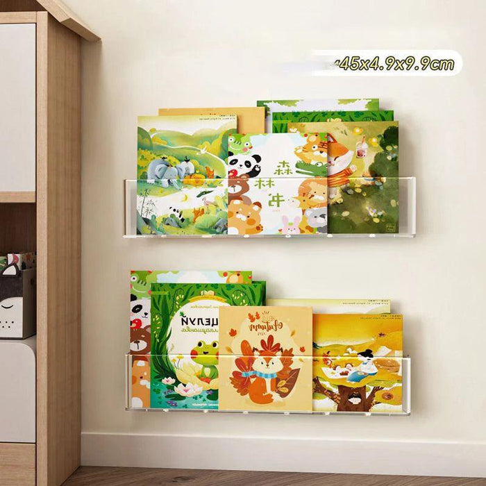 Clear Acrylic Children's Wall-Mounted Book and Magazine Holder