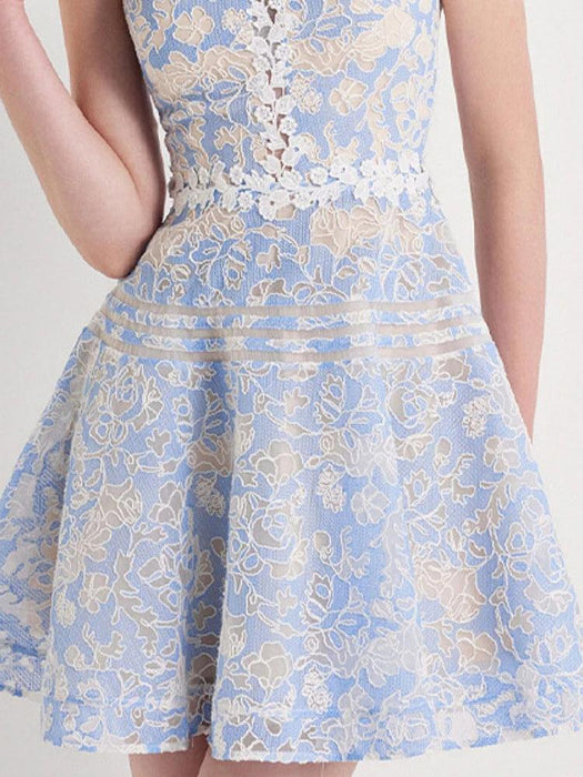 Sleeveless Lace Mini Dress with Hollow Out Embroidery for Women's Summer Events 2024