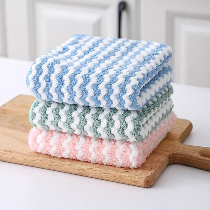 Coral Fleece Kitchen Cleaning Cloths - Super Absorbent Dishwashing Rags for Effortless Cleaning