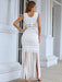 Elegant White Bodycon Dress with Tassels for Evening Parties