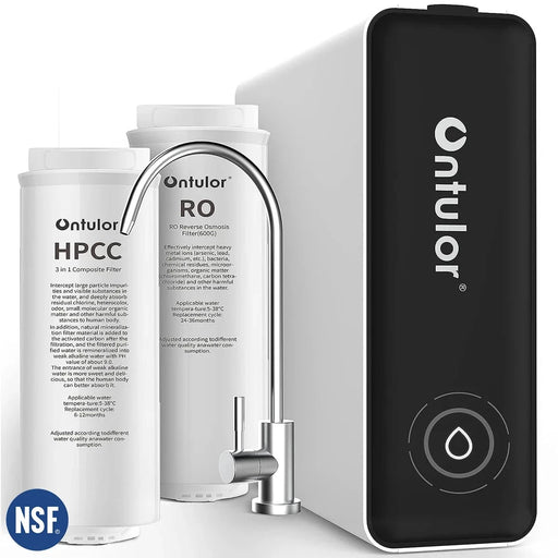 600GPD Ontulor Reverse Osmosis Water Filtration System - Alkaline & Remineralized - Tankless Purifier, 2:1 Pure/Drain, TDS Reduction