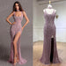 Glamorous Rhinestone Mermaid Evening Dress with High Slit and Elegant Neckpiece for Women