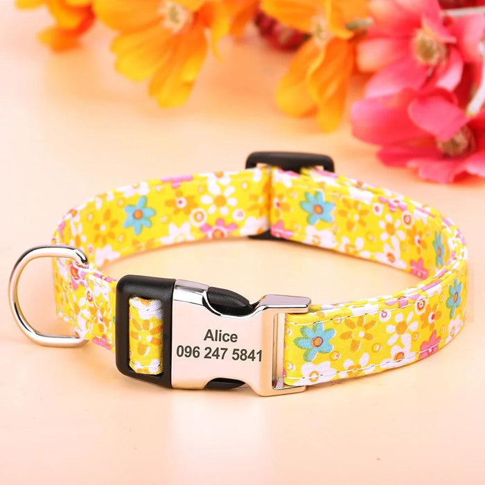 Personalized Floral Nylon Dog Collar - Stylish ID Collars for Dogs of All Sizes