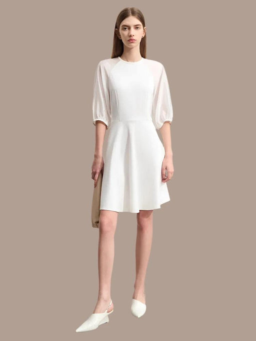 Chic Summer A-Line Dress with Stylish Spliced Shoulder Sleeves