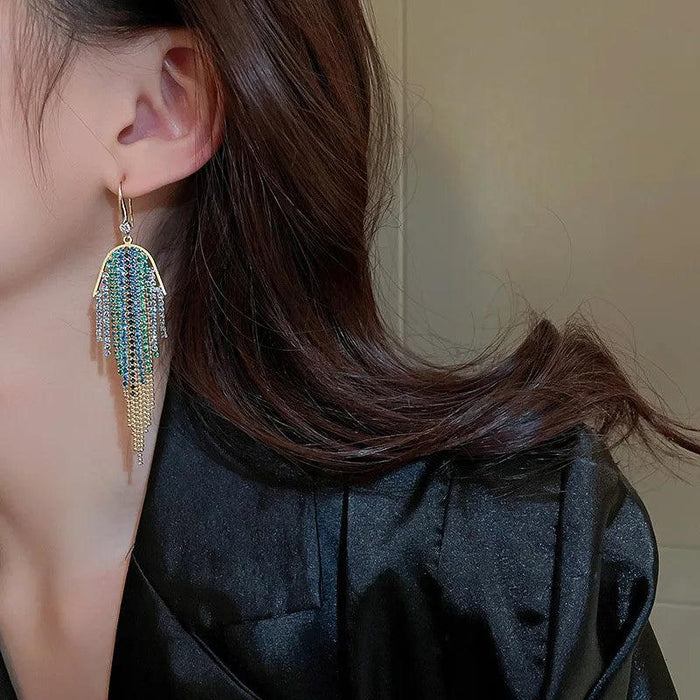 Sparkling Rhinestone and Tassel Earrings - Elegant Fashion Accent