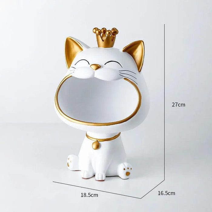 Whimsical Lucky Cat Storage Tray - Decorative Snack Jar and Key Holder for Home Decor