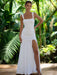 Elegant Backless Bodycon Maxi Dress with Sensational Thigh-High Split and Double Straps for Women