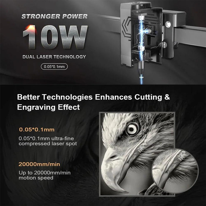 Alpha 10W High-Performance CNC Laser Engraver and Cutter Kit for Precision Woodworking & Metal Design