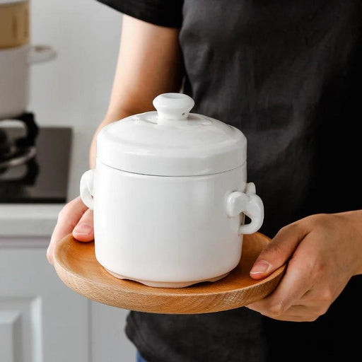 Flavor-Enhancing Dual Lid Ceramic Stew Pot with Mess-Free Interior