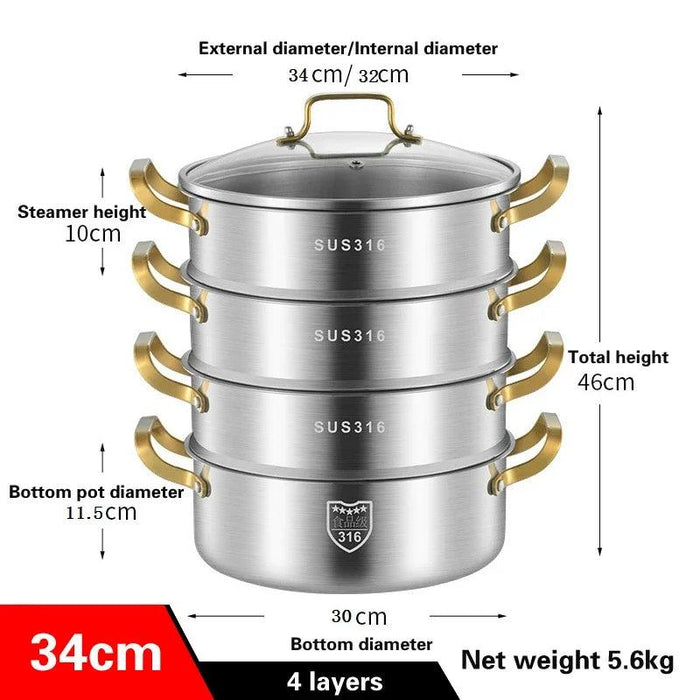 Premium Triple Layer 316 Stainless Steel Steamer: The Ultimate Kitchen Essential