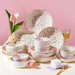 Charming Korean Ceramic Dining Set with Lid - Peach Designed Rice, Soup Bowls, and Elegant Pink Plate with Handle Bowl