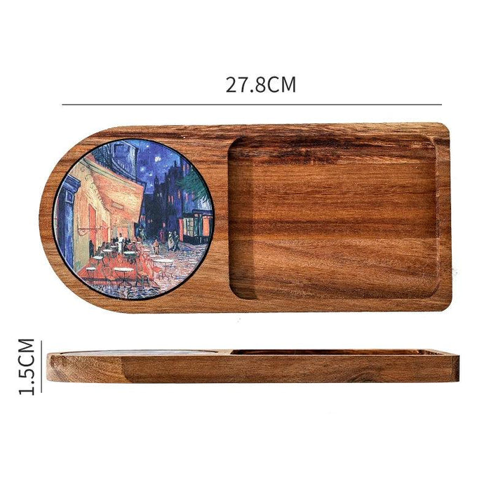 Charming Wooden Serving Tray for Elegant Tea and Snack Presentation