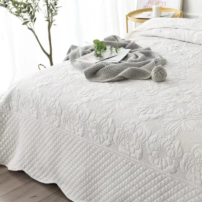 Elegant Euro-Style Embroidered Bedspread Set with Premium Cotton Filling - Versatile Summer Blanket and Mattress Cover