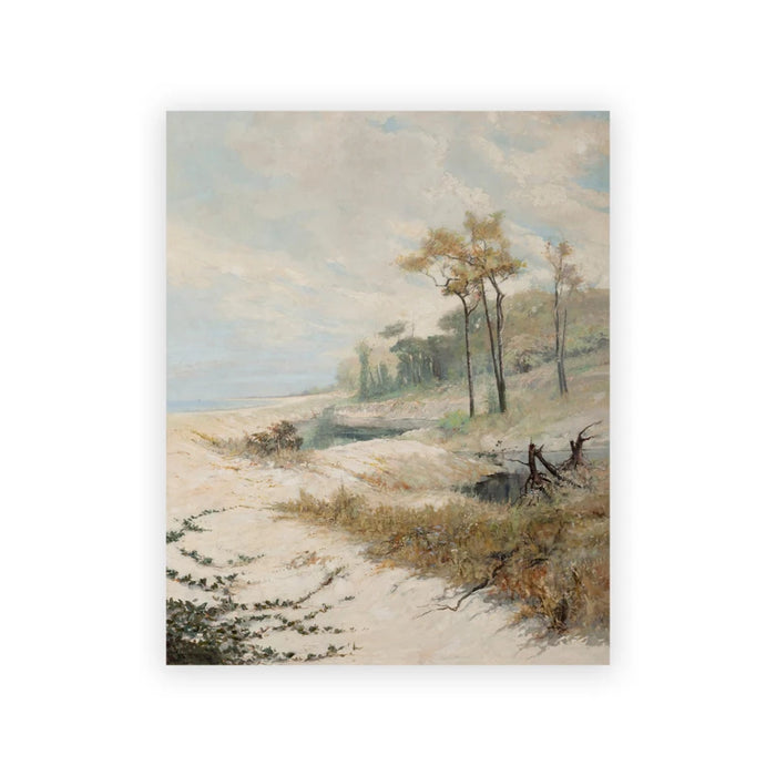Serene Coastal Watercolor Canvas Art Print - Vintage Elegance for Home Decor