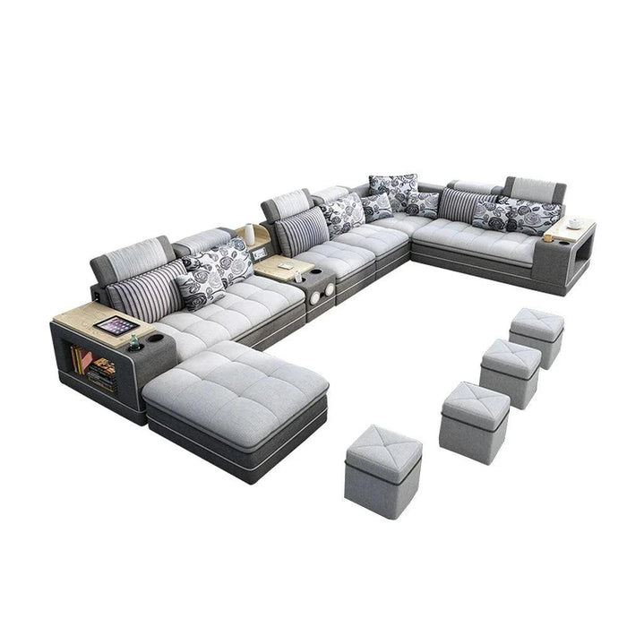 Innovative Bluetooth U-Shaped Convertible Sofa Bed with Integrated Sound System - Customize Your Ideal Hue!