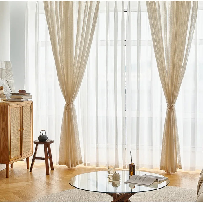 Elegant Japan Linen Striped Window Drapes