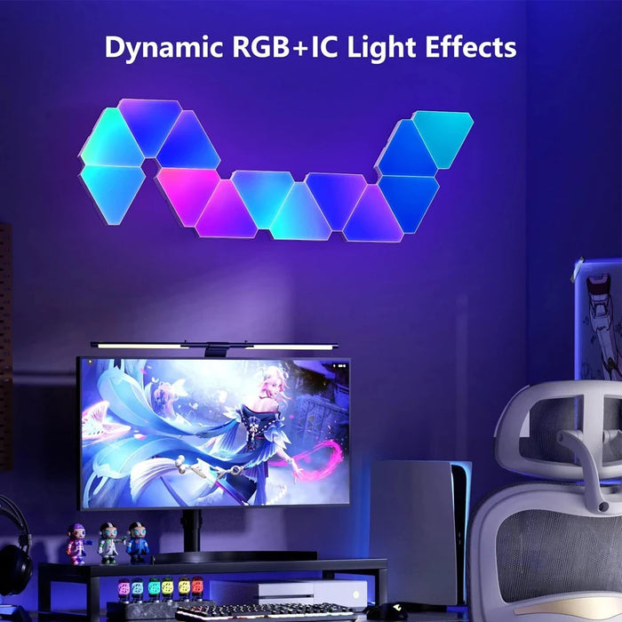 QuantumSync LED Music-Responsive RGB Wall Light - Stylish Accent for Gaming and Bedroom Atmosphere