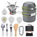 Portable Outdoor Camping Cookware Set with Teapot, Non-Stick Pots, and Tableware for Hiking and Picnics