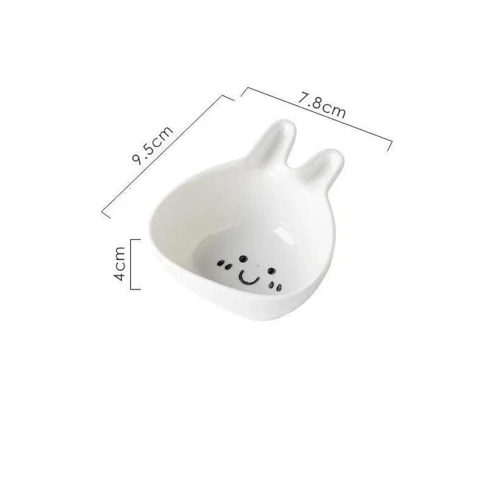 Charming Bunny and Kitty Ceramic Sauce Dish Set for Whimsical Dining Experiences