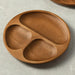 Elegant Acacia Wood Three-Section Serving Dish - Premium Walnut Snack and Fruit Plate