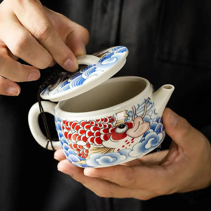 Elegant Blue and White Porcelain Kung Fu Teapot for Luxurious Tea Experiences