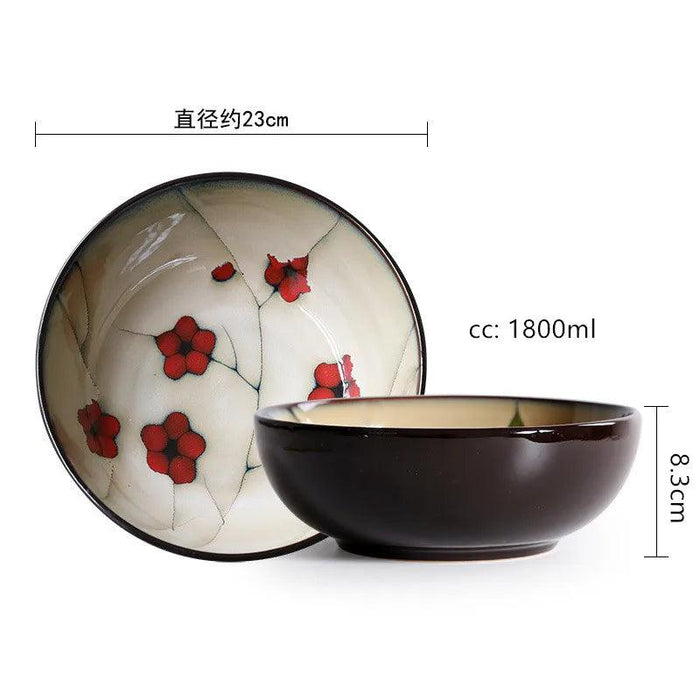 Handcrafted Plum Blossom Japanese Ceramic Dining Set - Elegant Plates and Bowls for Stylish Home Decor