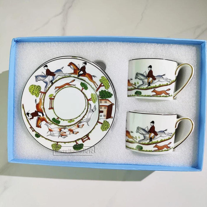 Charming Retro Ceramic Couple's Cup and Saucer Set - Elevate Your Drinking Moments at Home and Work