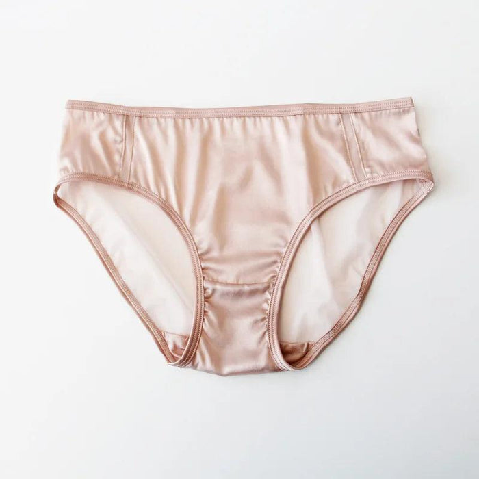 Luxe Mulberry Silk Lace-Trimmed Mid Rise Briefs for Women