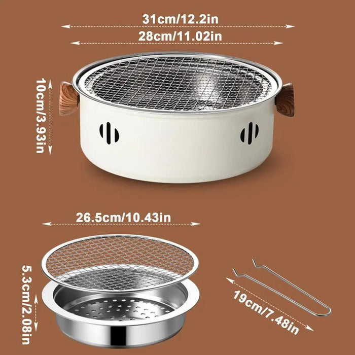 Compact Stainless Steel Charcoal Grill for Camping and Outdoor Picnics