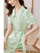 Summer Elegance: Light Green Smocked A-Line Dress with Belt