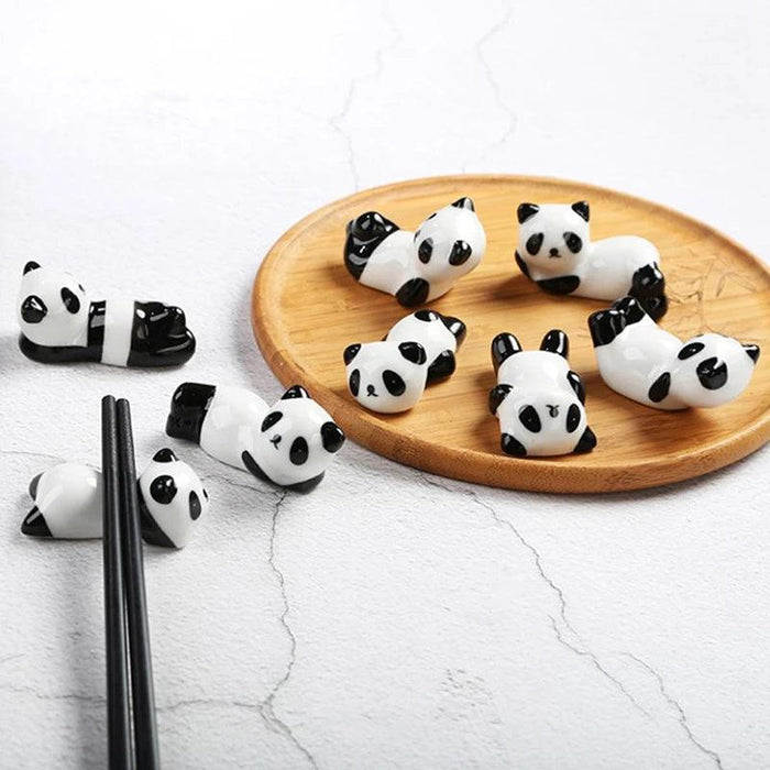 Cute Panda Ceramic Chopsticks Holder - Whimsical Tableware for Chinese & Japanese Dining