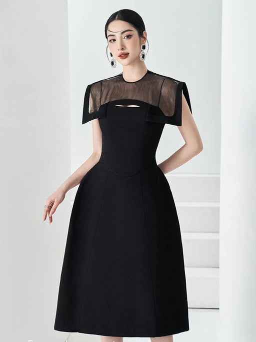 A-line Evening Dress with Sheer Overlay and Cutout Details