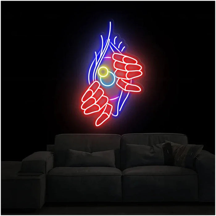 Glowing Devil Eyes Customizable LED Neon Sign with Adjustable Brightness - Halloween Decor and Installation Kit