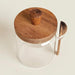 Elegant Glass Storage Jar with Acacia Wood Lid and Spoon for Coffee and Spices