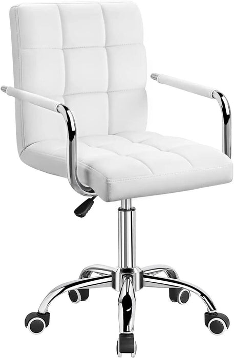 Sleek Adjustable Ribbed PU Leather Office Chair with Stylish Geometric Accents