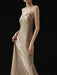 Elegant Sleeveless Long Silk Satin Party Dress in Mulberry