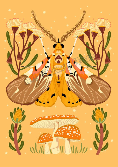 Enchanting Insect Canvas Art: Vibrant Moth and Golden Beetle Decor for a Playful Home