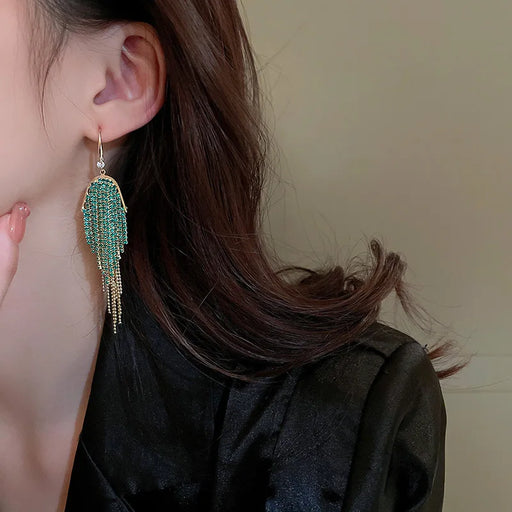 Dazzling Rhinestone and Tassel Earrings - Elegant Fashion Accessory