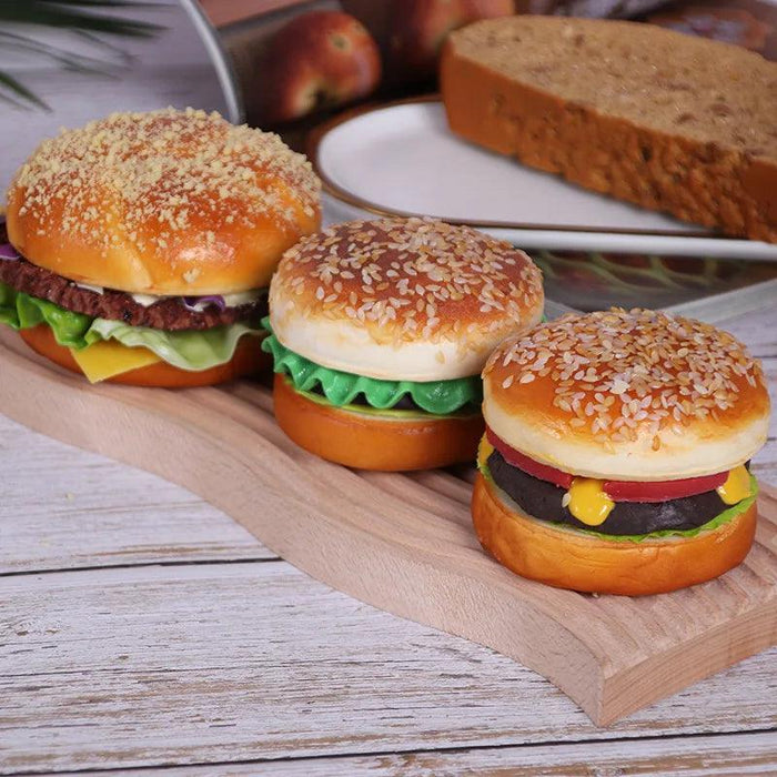 Lifelike Hamburger Cake Replica for Home Decor and Photography - 1PC PU+PVC Fake Food Prop