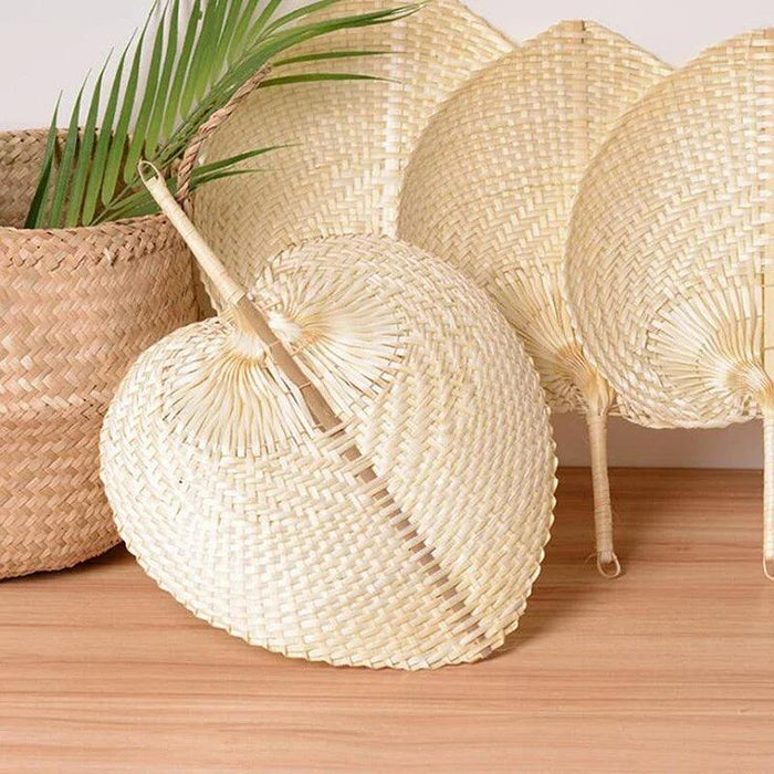 Handcrafted Bamboo Heart-Shaped Fan for Summer Celebrations and Home Elegance