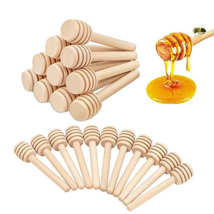 50-Piece Wooden Honey Dipper and Stirring Spoon Set for Beverages and Culinary Delights