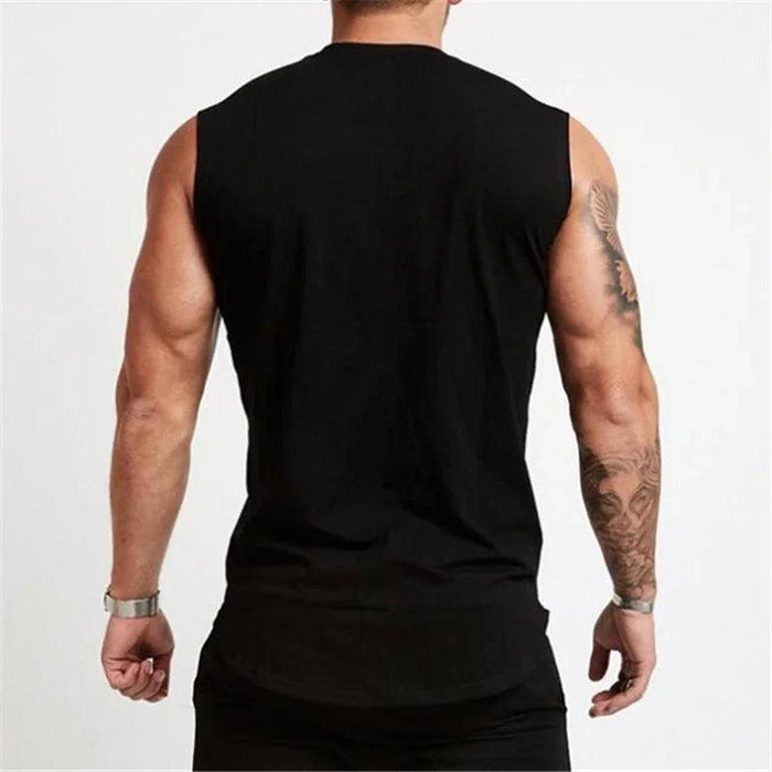 Men's V Neck Cotton Muscle Tank Top - Sleeveless Gym Wear for Bodybuilding and Fitness