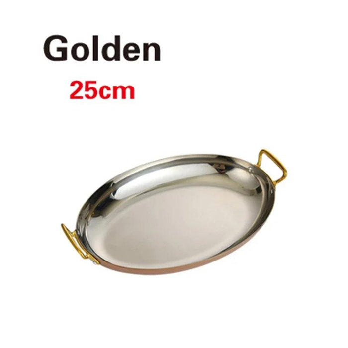 Sophisticated Dual Handle Stainless Steel Steak Plate for Gourmet Dining