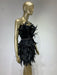 Chic Black Feather Strapless Evening Dress for Women