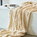 Charming Chenille Knit Throw Blanket with Delightful Pompoms - Cozy Elegance for Your Living Space